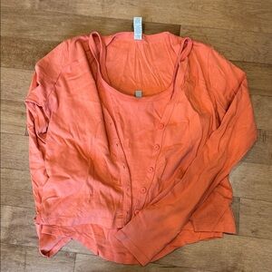 KASICS Orange Cardigan & Tank Set
